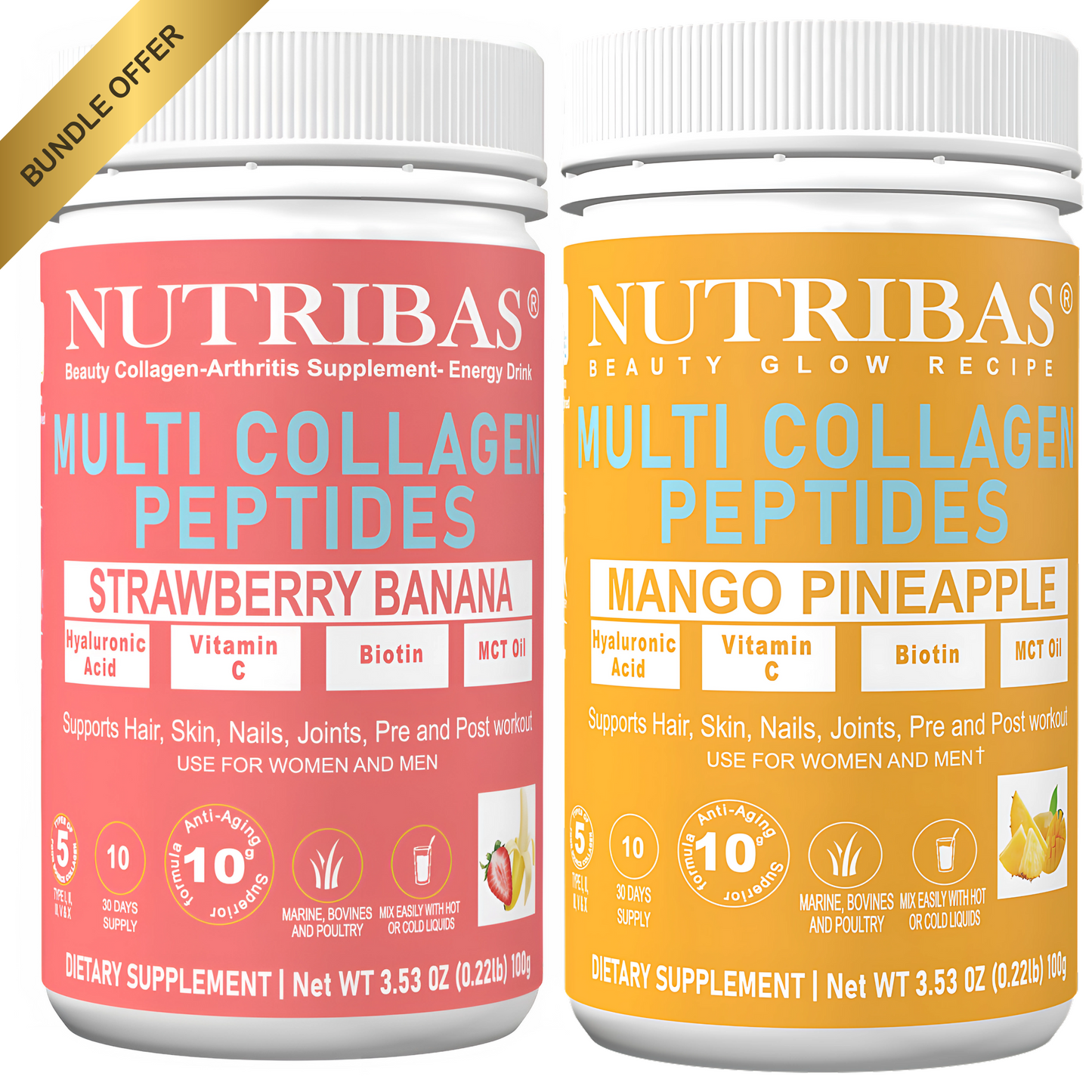 Recipe Collagen Protein Powder - Strawberry and Mango Pineapple