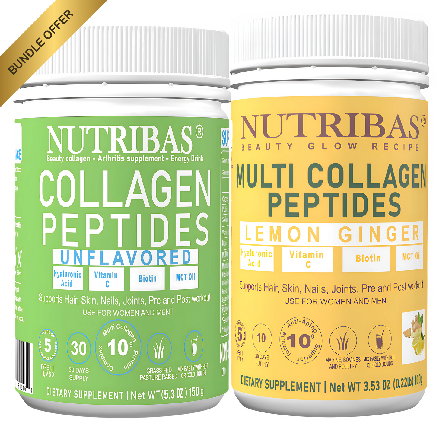 Recipe Collagen Protein Powder - Lemon Ginger and 150 g Unflavored