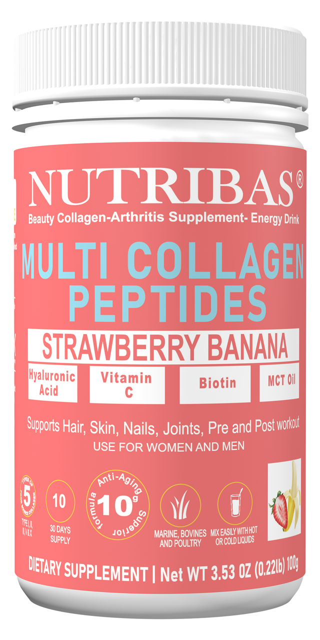 Daily multivitamin with collagen peptides, Strawberry Banana